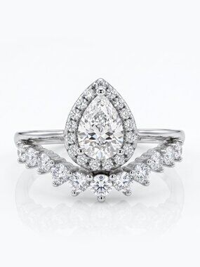 Bridal Ring with Halo Ring 925 Sterling Silver Charmed Aroma